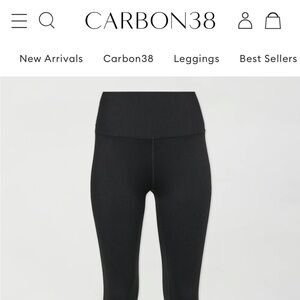 Carbon 38 Black Ribbed High-Waist Leggings. Small